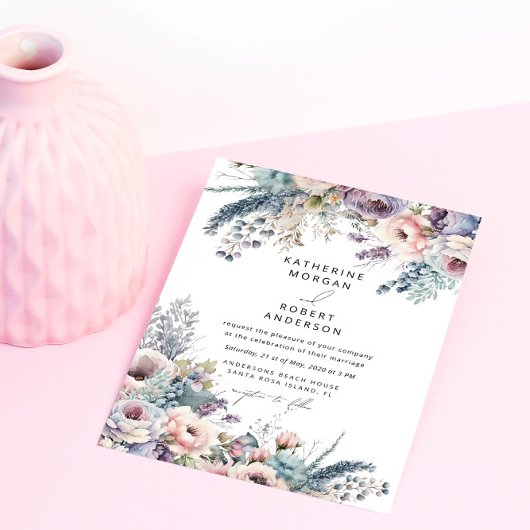 パステルエレガントガーデンフローラ結婚ズ 招待状