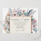 パステルエレガントガーデンフローラ結婚ズ 箔招待状 (正面)