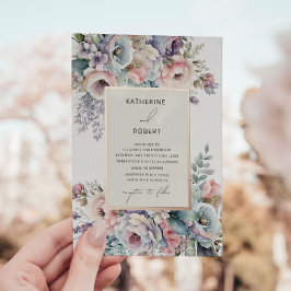 パステルエレガントガーデンフローラ結婚ズ 箔招待状