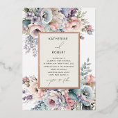 パステルエレガントガーデンフローラ結婚ズ 箔招待状 (正面)