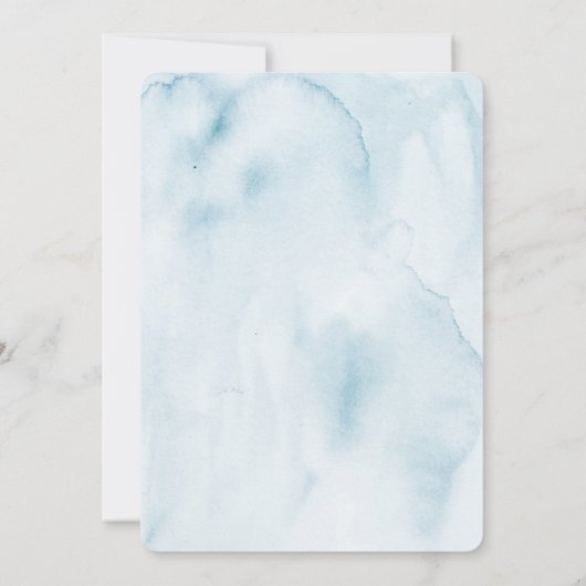 パステルエレガントガーデンブルーウォーターカラー結婚ズ 招待状 (裏面)