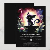 パステルエレガントキャット誕生日 招待状 (正面/裏面)