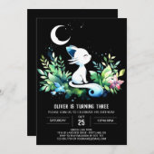 パステルエレガントキャット誕生日 招待状 (正面/裏面)