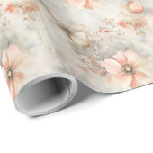 パステルエレガントクリスマスフローラ&オーナメントパターン ラッピングペーパー (ロールコーナー)