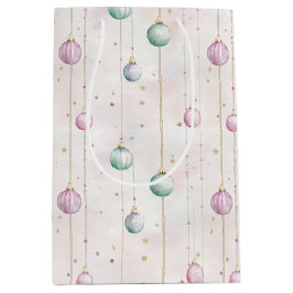 パステルエレガントクリスマス ミディアムペーパーバッグ