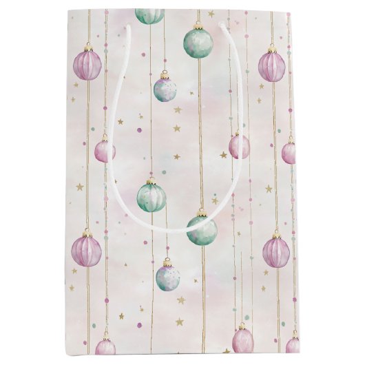 パステルエレガントクリスマス ミディアムペーパーバッグ (正面)