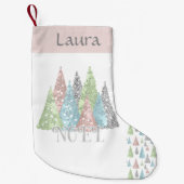 パステルエレガントグリッタークリスマスツリーストッキング スモールクリスマスストッキング (正面)