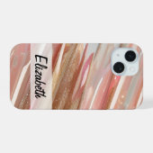 パステルエレガントグリッターピンクブルー金ゴールドシルバー iPhone 15ケース (裏面横)