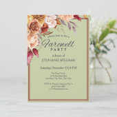 パステルエレガントグリーンオータムフラワーフレアワーパーティー 招待状 (スタンド正面)