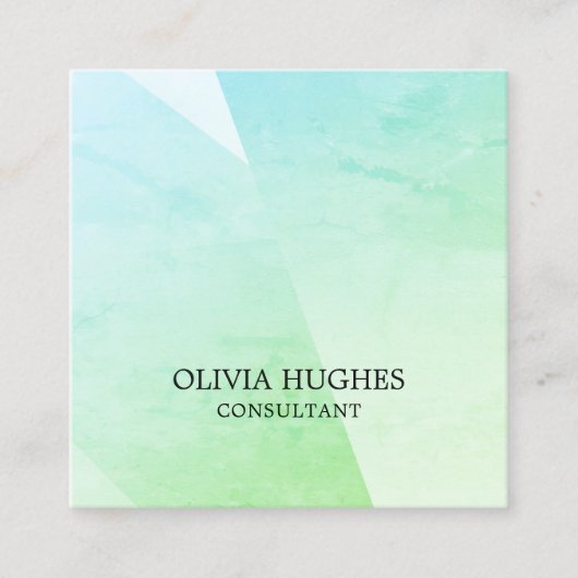 パステルエレガントグリーンジオメトリックコンサルタント スクエア名刺 (正面)