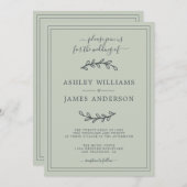 パステルエレガントグリーン結婚式招待状 招待状 (正面/裏面)