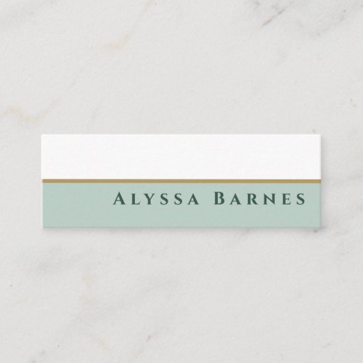 パステルエレガントグリーン金ゴールドコンサルタント スキニー名刺 (正面)