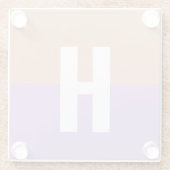 パステルエレガントコロブロックモノグラムイニシャル文字 ガラスコースター (裏面)