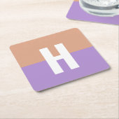 パステルエレガントコロブロックモノグラムイニシャル文字 スクエアペーパーコースター (アングル)