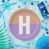 パステルエレガントコロブロックモノグラムイニシャル文字 ペーパープレート (パーティー)