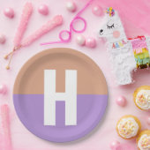 パステルエレガントコロブロックモノグラムイニシャル文字 ペーパープレート (パーティー)