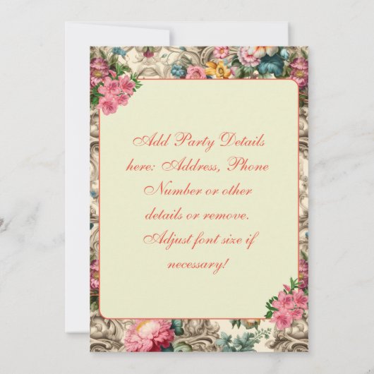 パステルエレガントサマーフローラ招待状テンプレート 招待状 (裏面)