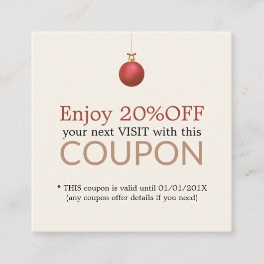 パステルエレガントサロンクリスマスホリデークーポン 割引カード (正面)