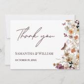 パステルエレガントシックボホワイルドフラワーテーマ結婚ズ サンキューカード (正面)