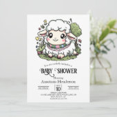 パステルエレガントシープベビーシャワー 招待状 (スタンド正面)