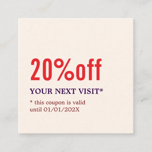 パステルエレガントスタイリッシュ美しいクーポはっきりしたン 割引カード (正面)