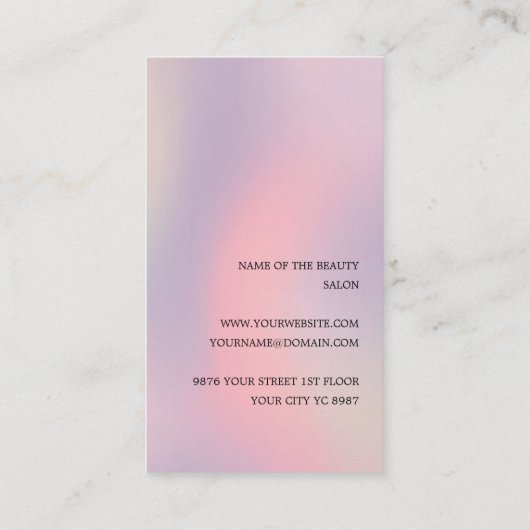 パステルエレガントスタイリッシュ美しいサロン 予約カード (裏面)