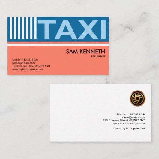 パステルエレガントズシンプルタクシーサイネージタクシー運転手 名刺 (正面/裏面)