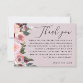 パステルエレガントダスティピンク色のローズフローラの結婚 サンキューカード (正面)