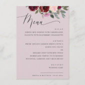パステルエレガントダスティピンク色のローズフローラの結婚 メニュー (正面)