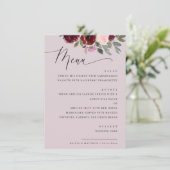 パステルエレガントダスティピンク色のローズフローラの結婚 メニュー (スタンド正面)