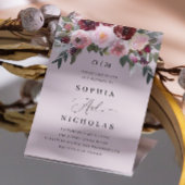 パステルエレガントダスティピンク色のローズフローラの結婚 招待状