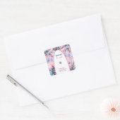 パステルエレガントトロピカルピンクブルーoh赤ちゃんシャワー スクエアシール (封筒)