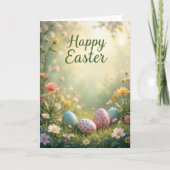 パステルエレガントハッピーイースター（花と卵） カード (正面)