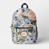 パステルエレガントバラとフレーム付き牡丹華美 プリントバックパック (正面)