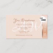 パステルエレガントバラコーラルきらめくストライプ追加ロゴ 名刺 (裏面)