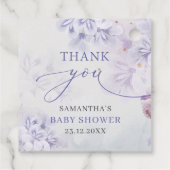 パステルエレガントパープル春の花ベビーシャワー フェイバータグ (裏面)