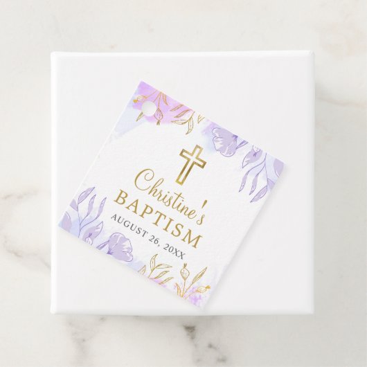 パステルエレガントパープル金ゴールドフローラガールバプテスマ フェイバータグ (インサイチュ)