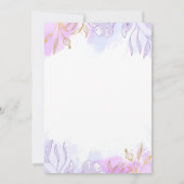 パステルエレガントパープル金ゴールドフローラガールバプテスマ 招待状 (裏面)