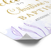 パステルエレガントパープル金ゴールドフローラバプテスムウェルカム ポスター (角)