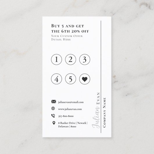 パステルエレガントピガーリーンクロイヤリティカード 名刺 (裏面)