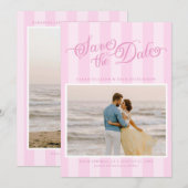 パステルエレガントピストライプのックスクリプト日付の保存 セーブザデート (正面/裏面)