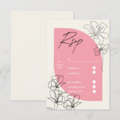 パステルエレガントピンクとクリーム結婚の 出欠カード (正面/裏面)