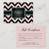 パステルエレガントピンクと黒シェブロンの贈り物 割引カード (正面/裏面)