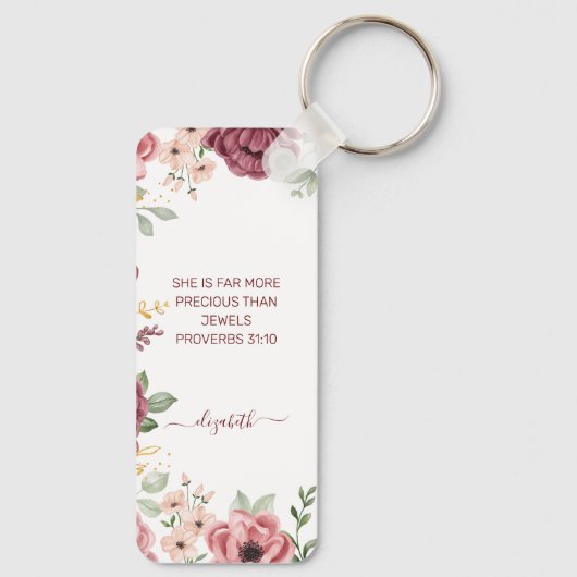 パステルエレガントピンクの花の聖なる書物、 経典名 キーホルダー (裏面)
