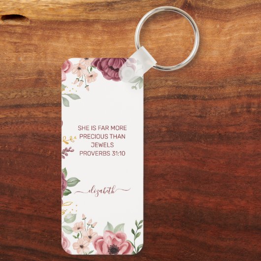 パステルエレガントピンクの花の聖なる書物、 経典名 キーホルダー (裏面)