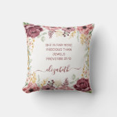 パステルエレガントピンクの花の聖なる書物、 経典名 クッション (正面)