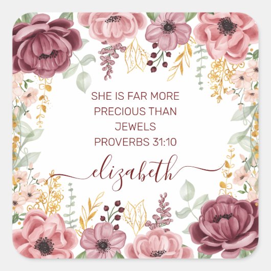 パステルエレガントピンクの花の聖なる書物、 経典名 スクエアシール (正面)