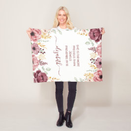 パステルエレガントピンクの花の聖なる書物、 経典名 フリースブランケット