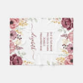 パステルエレガントピンクの花の聖なる書物、 経典名 フリースブランケット (正面(横))