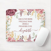 パステルエレガントピンクの花の聖なる書物、 経典名 マウスパッド (マウス)